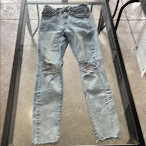 Aeropostale Blue Skinny Jeans with Distressed Details